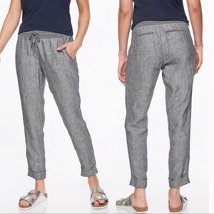 Athleta Bali Linen Pants, Gray, 100% Linen, Drawstring Elastic Waist, Size 6